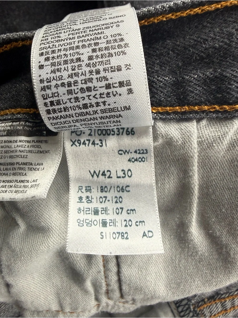 Levi's 501 Men's Black Straight Jeans, Size 42x27 (hemmed)